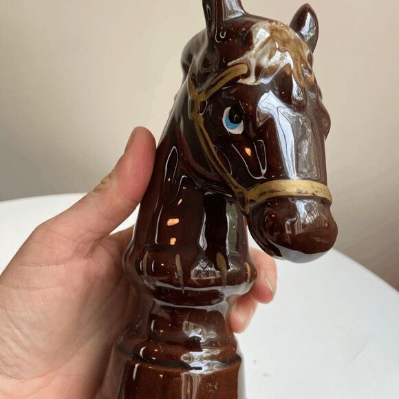 Vtg Horse Table Lighter Figurine Brown Handpainted Blue Eyes Made in Japan 7" - Picture 5 of 12